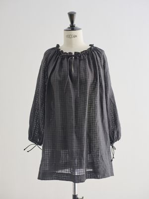 ＜saqui (Women)＞ｌｉｎｅｎ　ｇａｔｈｅｒｅｄ　ｔｕｎｉｃ